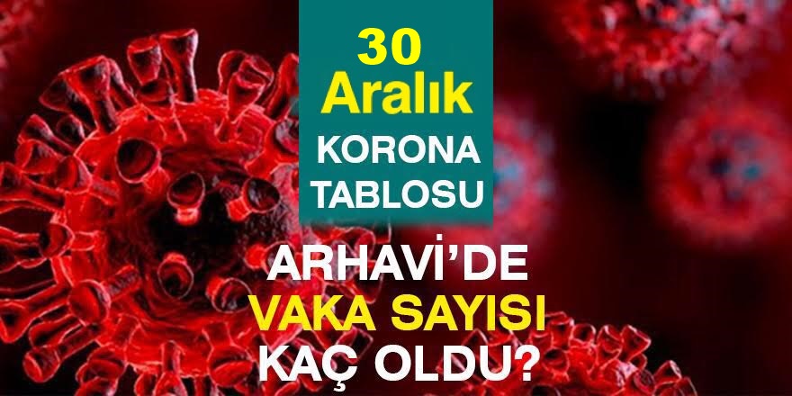 Arhavi 30.12.2021 Güncel Koronavirüs Tablosu Yayınlandı!