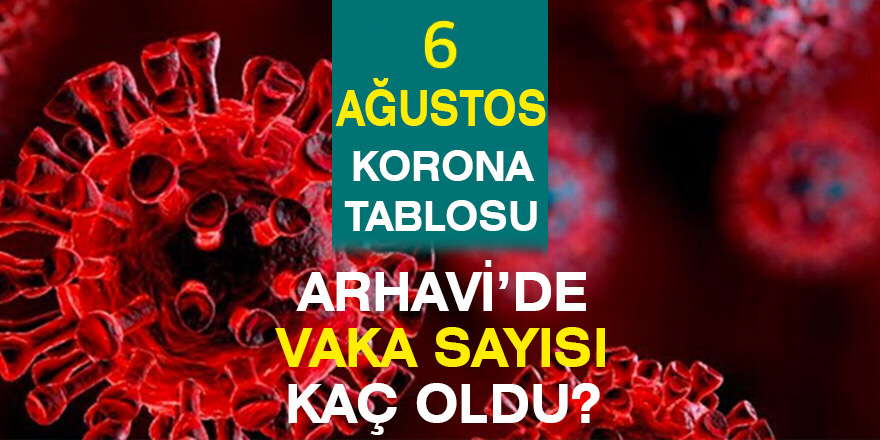 Arhavi 06.08.2021 Güncel Koronavirüs Tablosu Yayınlandı!